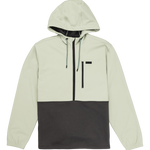 Light green and black hooded jacket on a white background