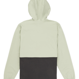 Light green jacket with a black panel on a white background