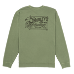Green sweatshirt with a graphic design on the back against a white background
