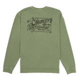 Green sweatshirt with a graphic design on the back against a white background