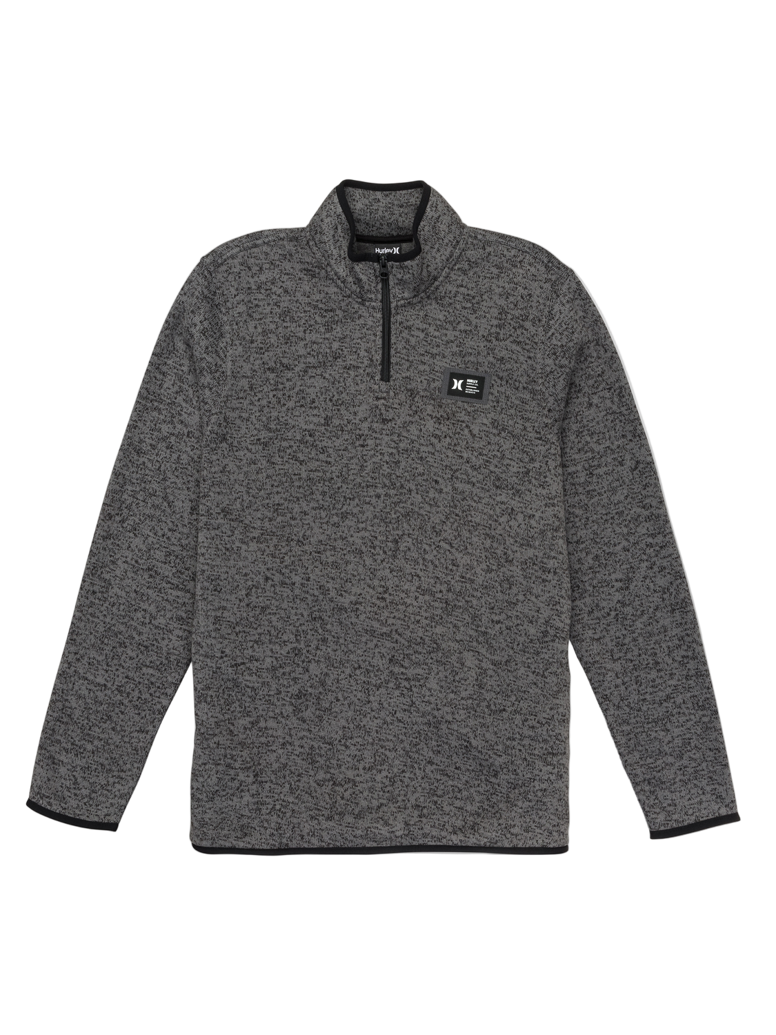 Gray pullover with a brand logo on a white background