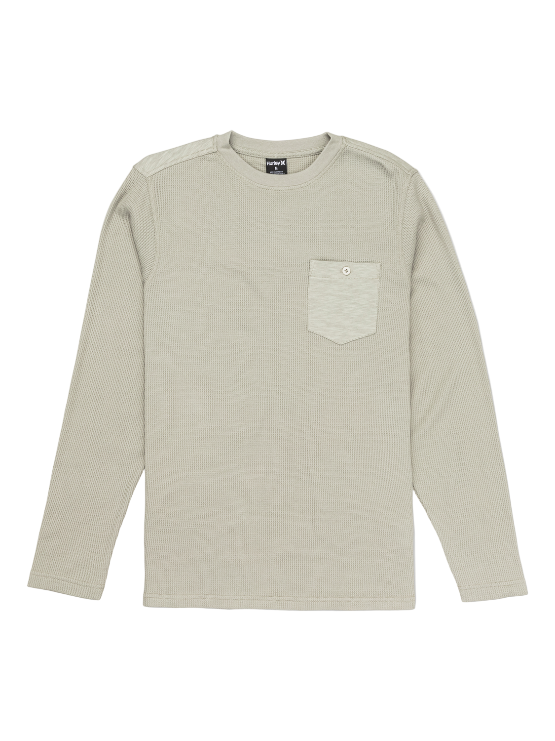 Beige long-sleeve shirt with a pocket on a white background