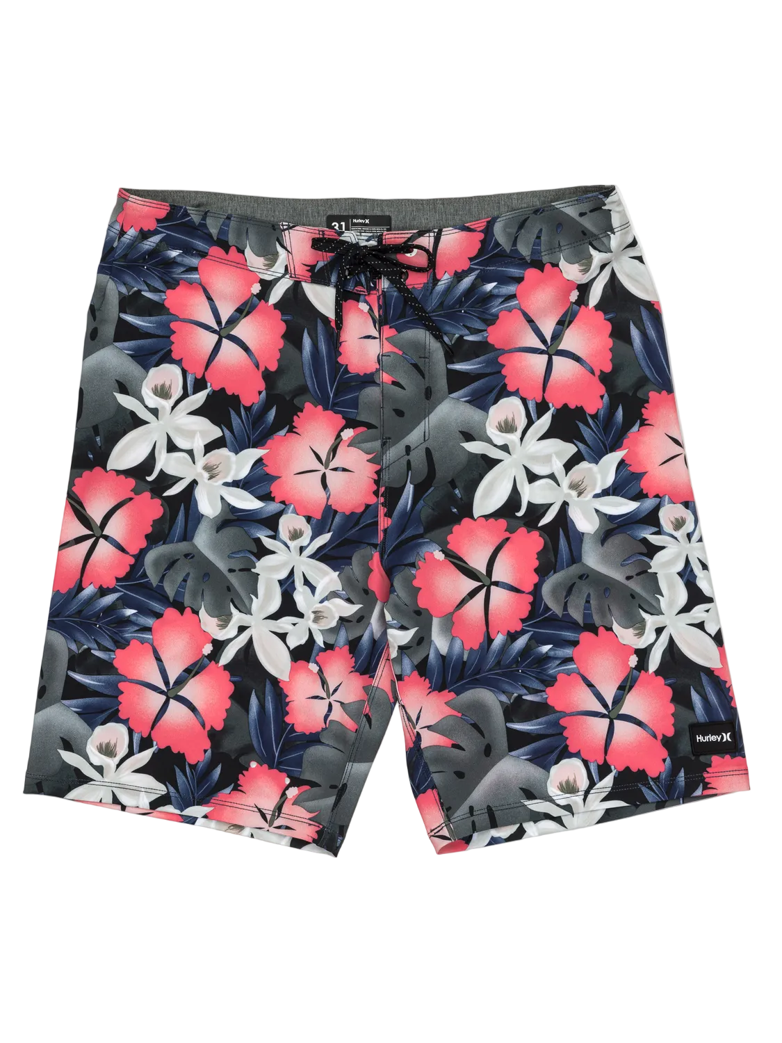 Floral patterned shorts on a white background