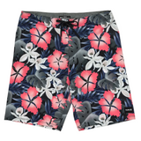 Floral patterned shorts on a white background