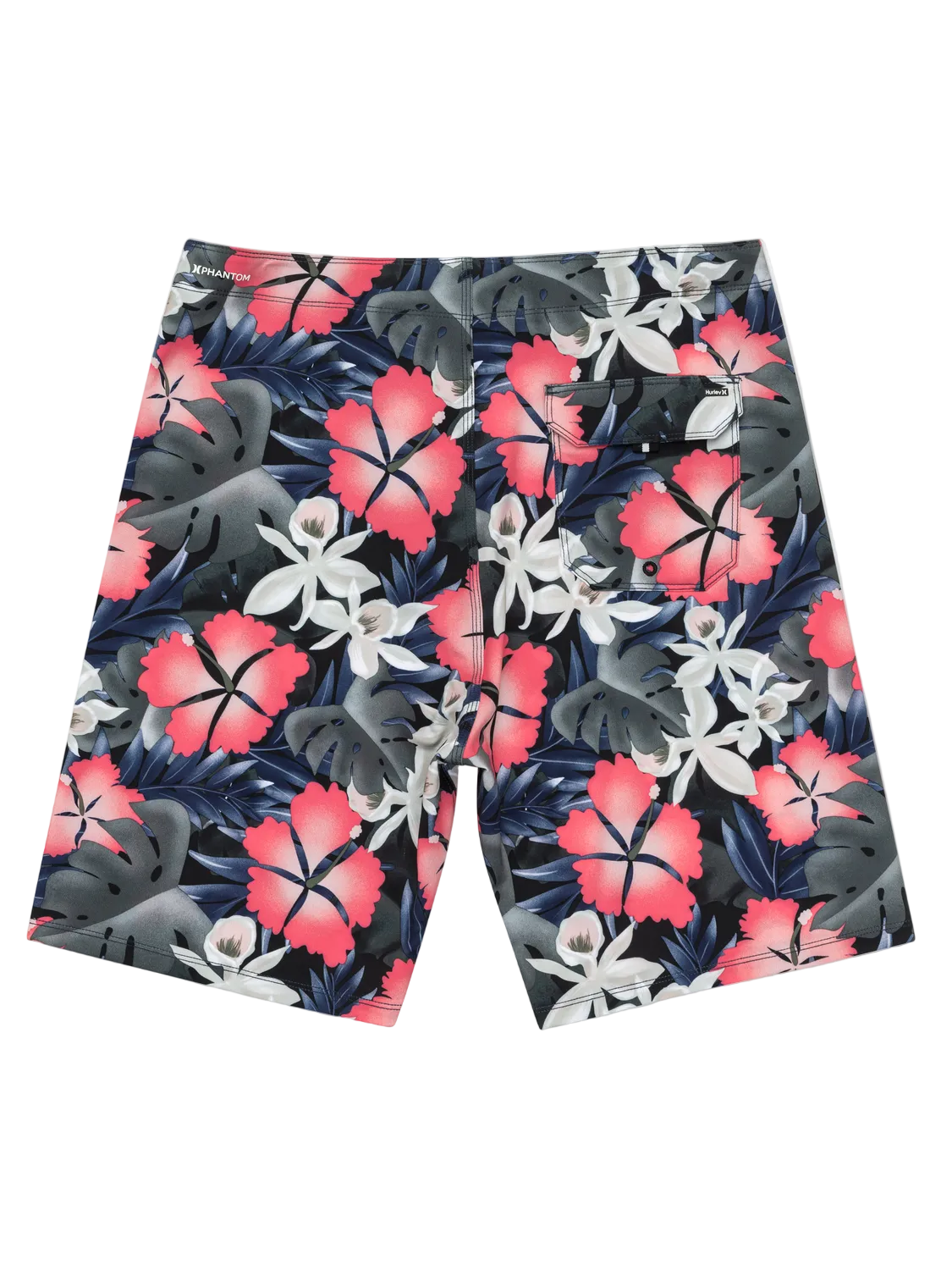 Floral patterned shorts on a white background