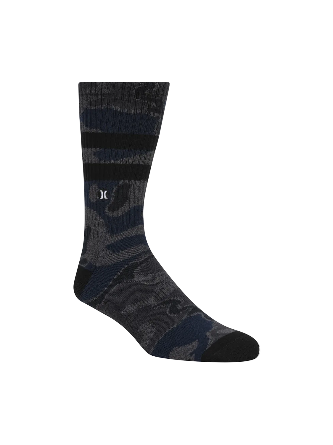 Black and gray striped sock on a white background