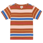 Multicolored striped t-shirt on a white background