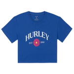 Blue t-shirt with Hurley logo on a white background