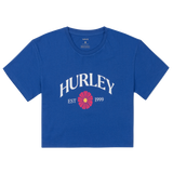 Blue t-shirt with Hurley logo on a white background