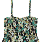 Floral patterned top with thin straps on a white background