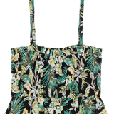 Floral patterned top with thin straps on a white background