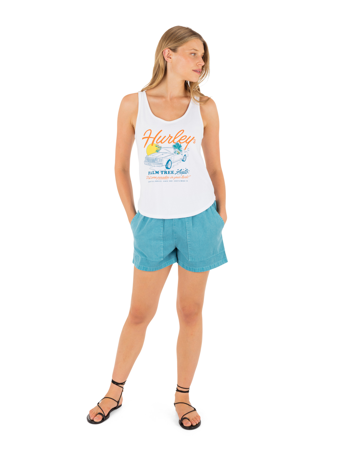 Palm Tree Auto Scoop Hem Tank