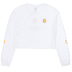 White sweatshirt with yellow accents on a white background