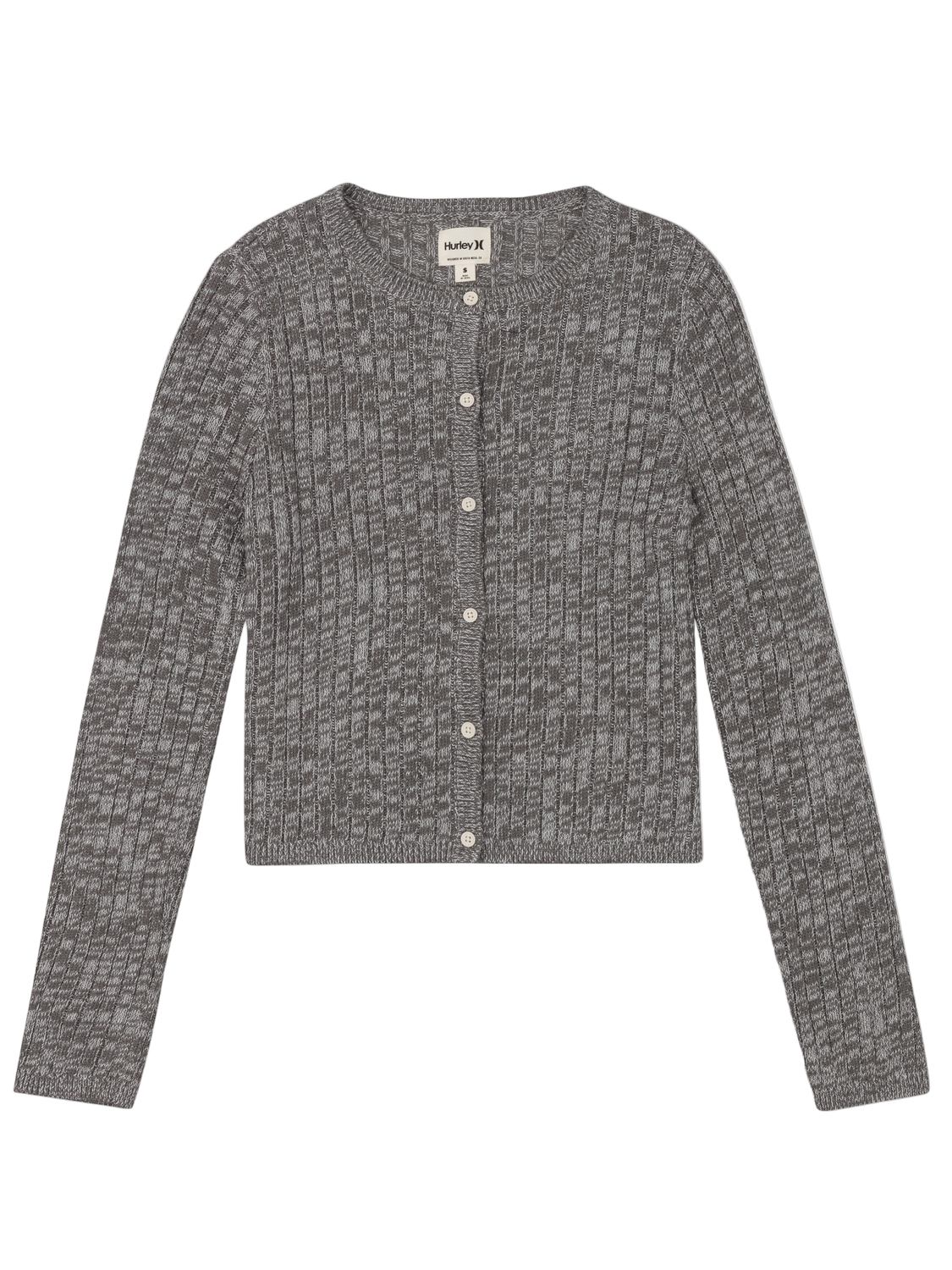 Gray textured cardigan on a white background