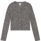 Gray textured cardigan on a white background