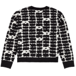 Black and white patterned sweater on a white background