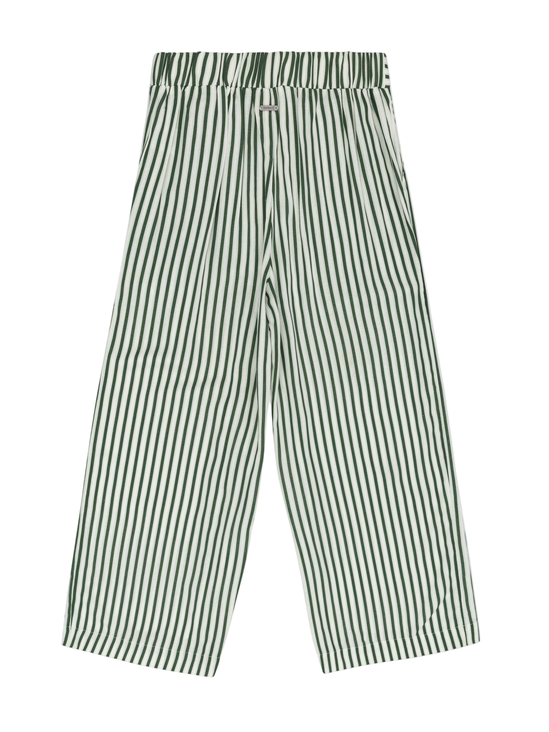 Green and white striped pants on a white background