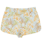 Floral patterned shorts on a white background