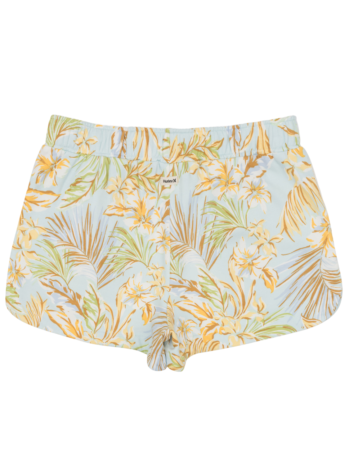 Floral patterned shorts on a white background