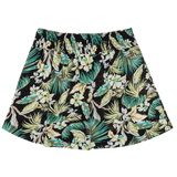 Skirt with tropical leaf pattern on a white background