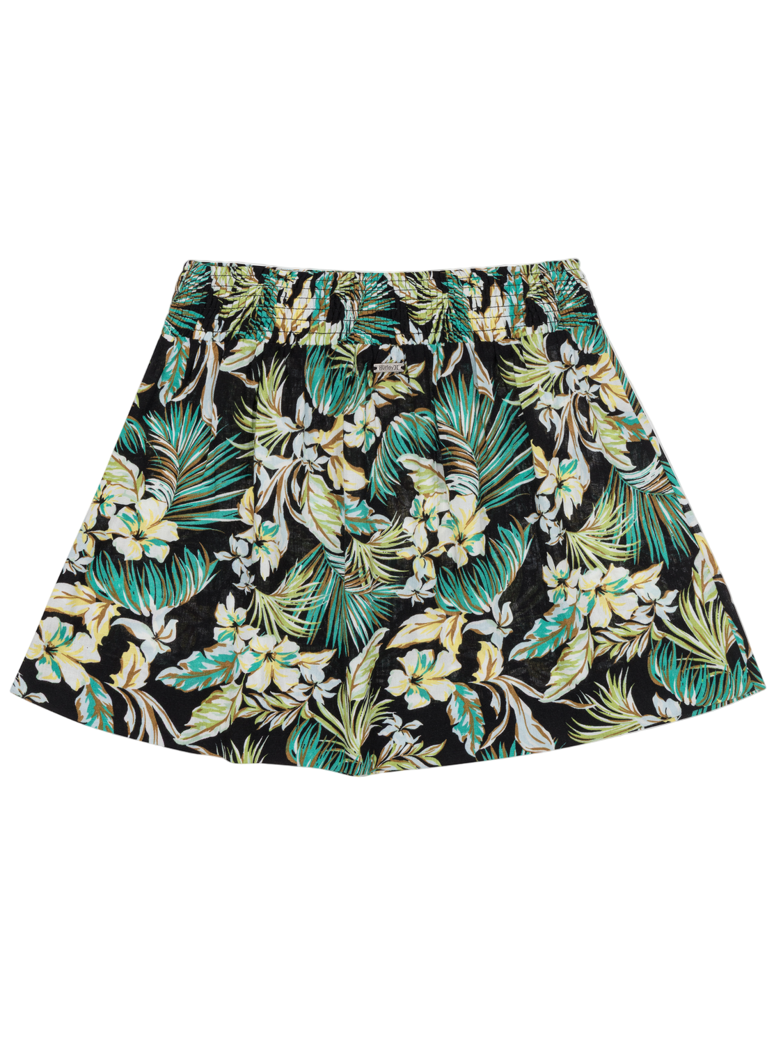 Skirt with tropical floral pattern on a white background