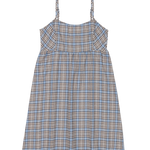 Plaid dress with thin straps on a white background