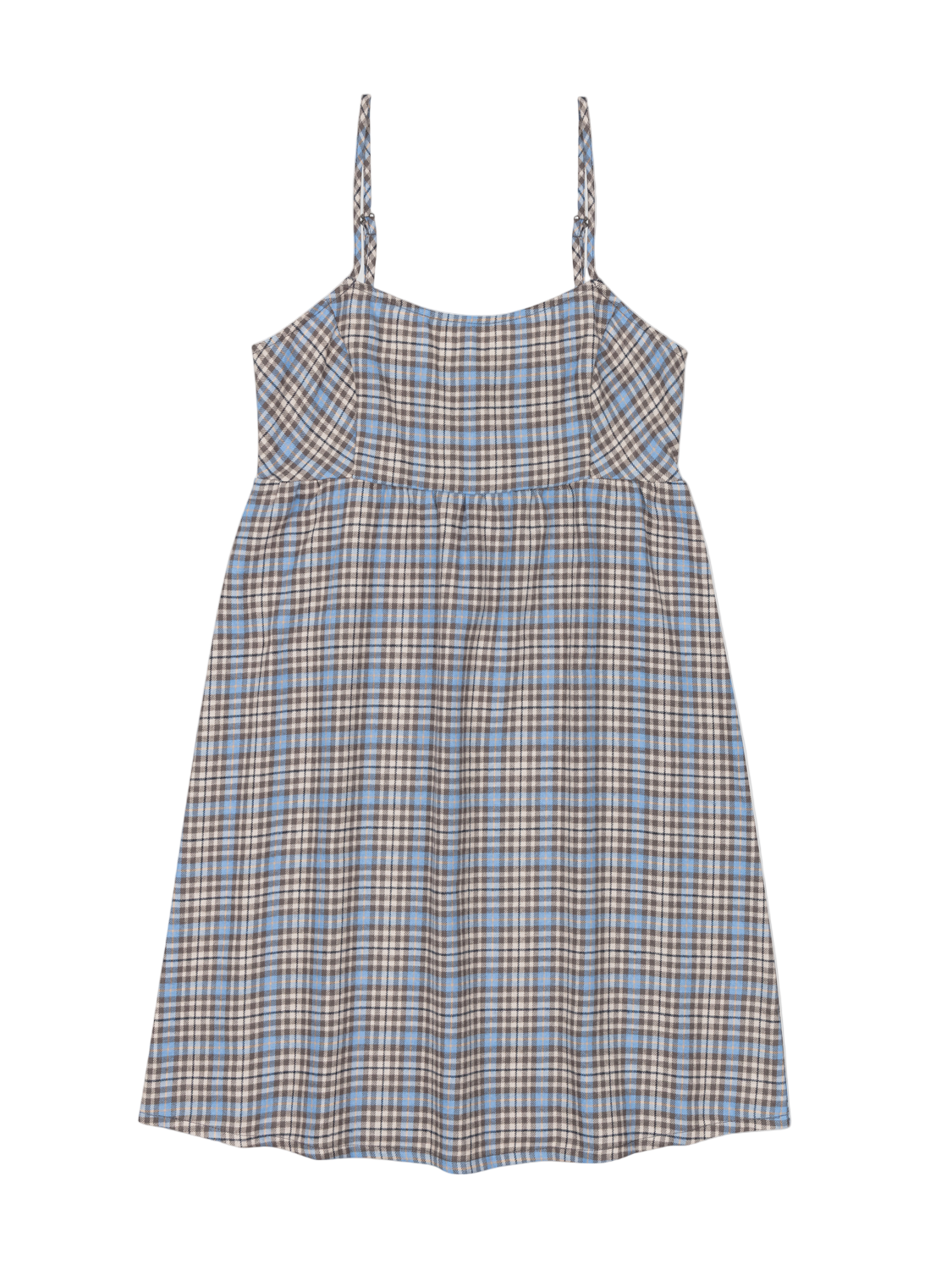 Plaid dress with thin straps on a white background