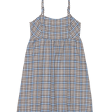 Plaid dress with thin straps on a white background