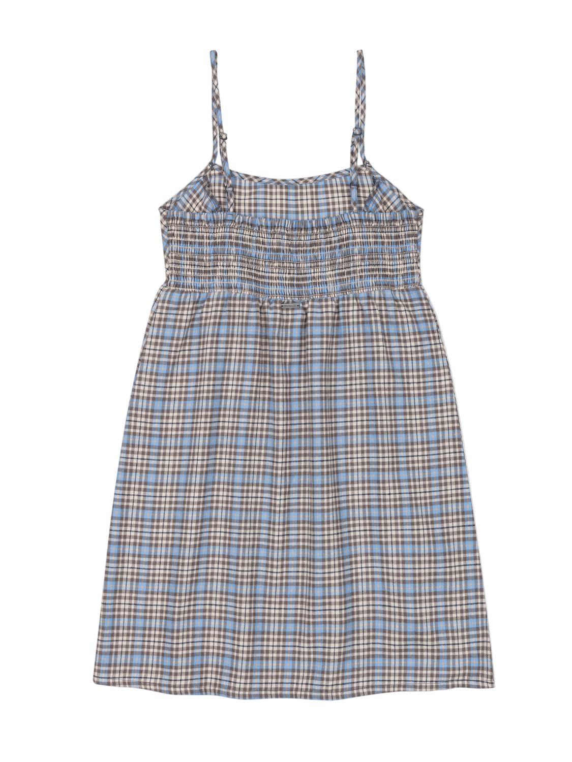 Plaid dress with thin straps on a white background