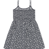 Black and white patterned dress on a white background