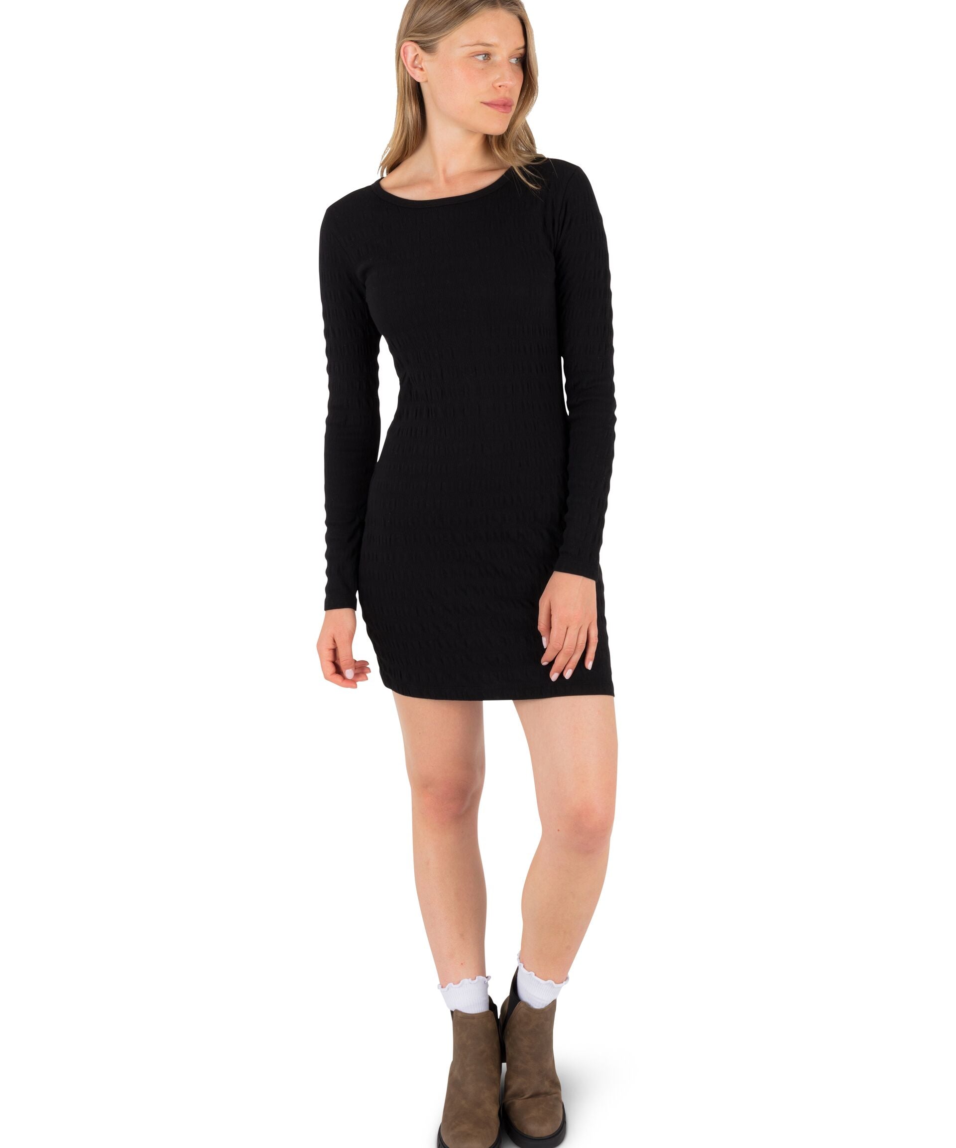 black long sleeve under dress SecretSculpt Long Sleeve Above Knee Dress