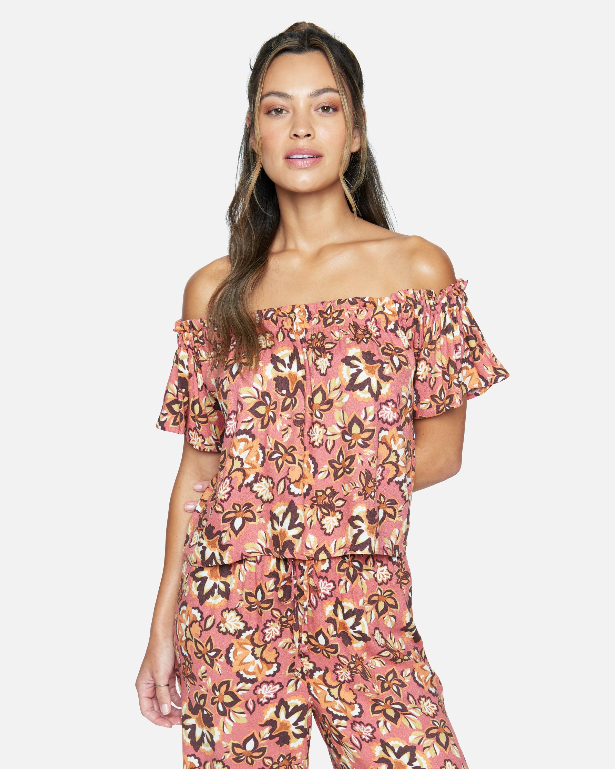 Retro Floral OFF SHOULDER TOP Hurley