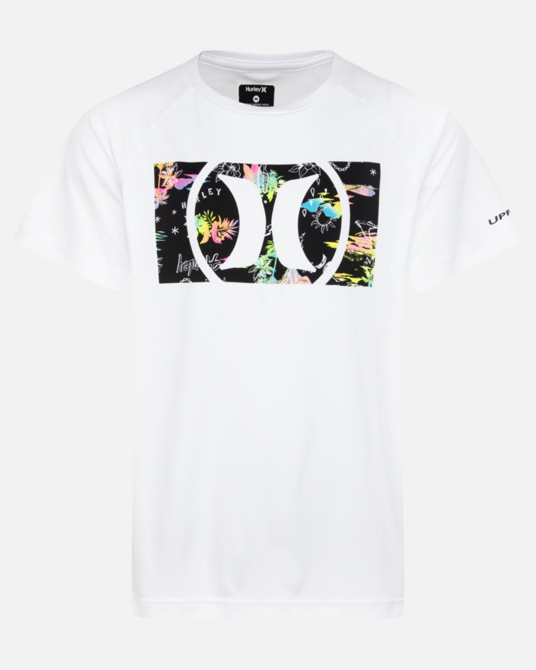 White Boys' H2ODRI Print Fill Short Sleeve Rashguard Hurley