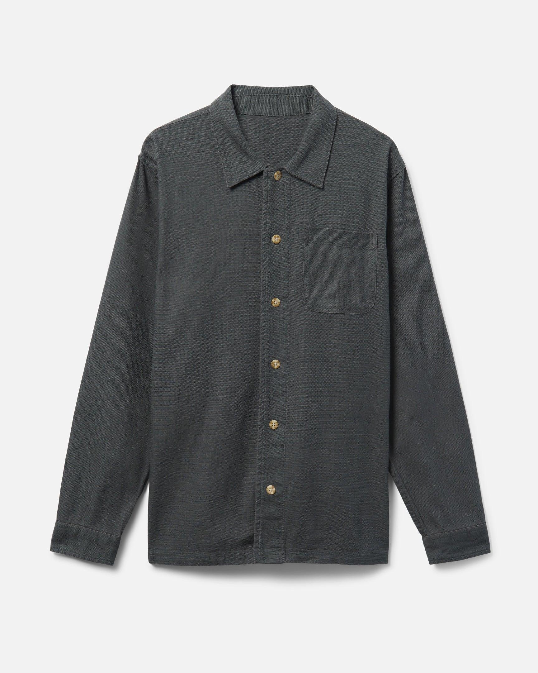 Dark Stone Grey - Bixby Canvas Long Sleeve Shirt | Hurley